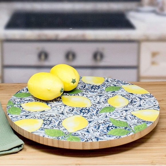 Other - Boston Warehouse Blue and White Lemons Lazy Susan, 12 inch